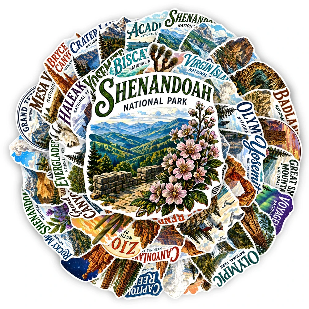 10/30/50pcs National Park Landscape Landmark Stickers Decals DIY Skateboard Phone Notebook Cartoon Graffiti Sticker Decoration