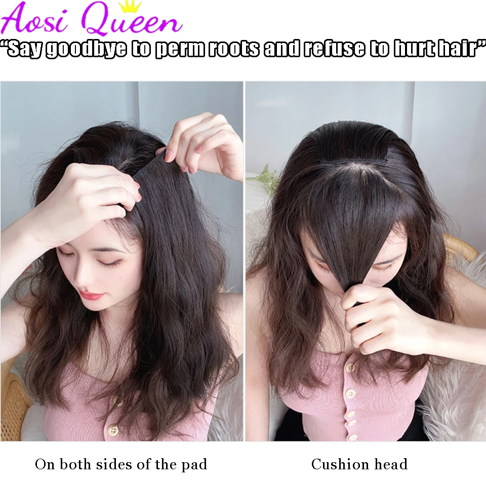 AS Wig Piece Female Fluffy Curly Hair Pad Hair Piece Increase Hair Pad On Both Sides Of The Top Of The Head Hair Root Extension