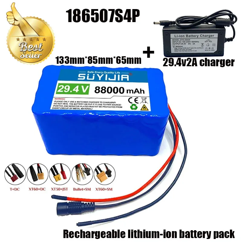 24V 18650 88000mAh 7S4P Lithium-Ionen-Akku Mit 20A Ausgewogenem BMS Für Elektrofahrrad, Roller, Elektrorollstuhl