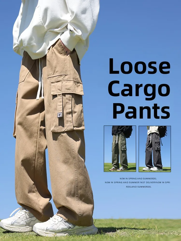 

American Sle Loose Straight Leg Workwear Pants Men's Autumn Spring High Street Trendy Brand Casual Long Trousers