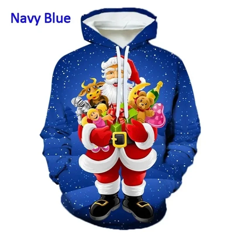 Men's Christmas Hoodies 3D Printing Santa Claus Pullover Graphic Sweatshirts Unisex Casual Funny Hoodie Men's Streetwear Top