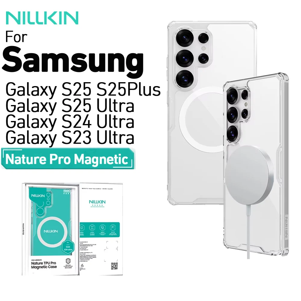 

Чехол для телефона Samsung Galaxy S25 Ultra S25+ S24 Ultra S23 Ultra Nillkin Nature Pro с магнитной прозрачной рамкой из ТПУ