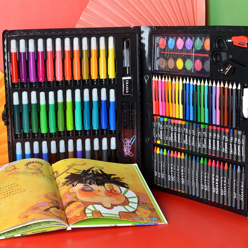 Juego de dibujo artístico al agua para niños, Set de bolígrafos Pastel al óleo, crayón, herramienta de dibujo, suministros de arte, papelería, 150