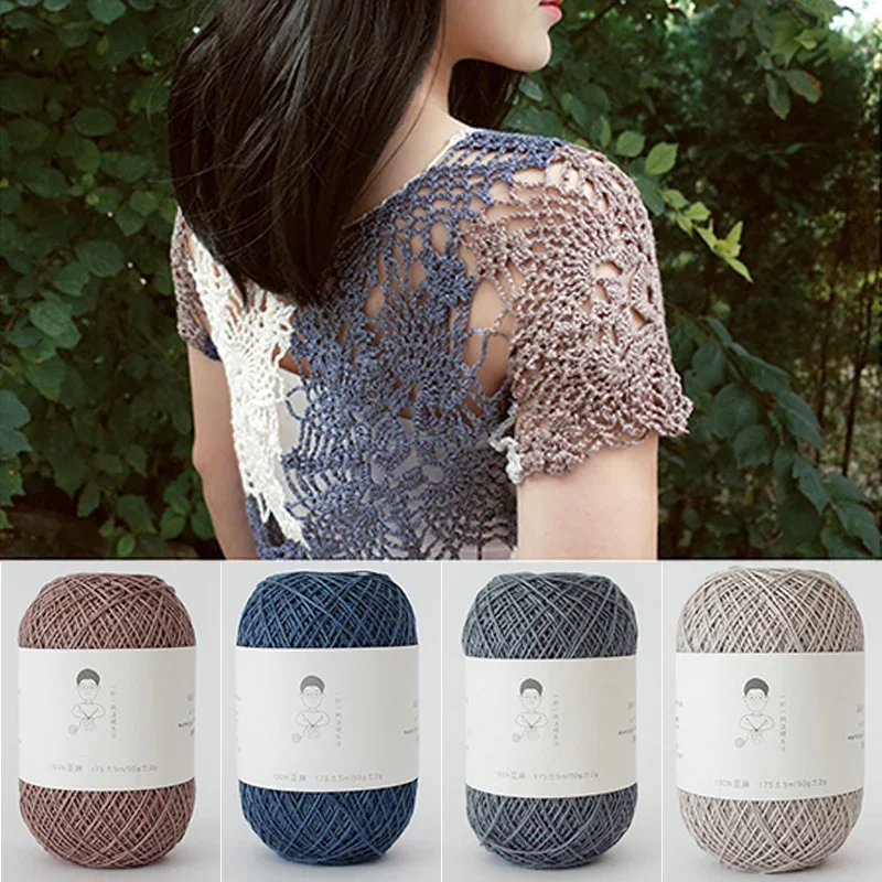 50G/Ball Linen Thread # 5 Lace Fine Thread Handwoven Shawl Carpet DIY Pillowcase Doll Material Wrapped with Fine Linen Thread