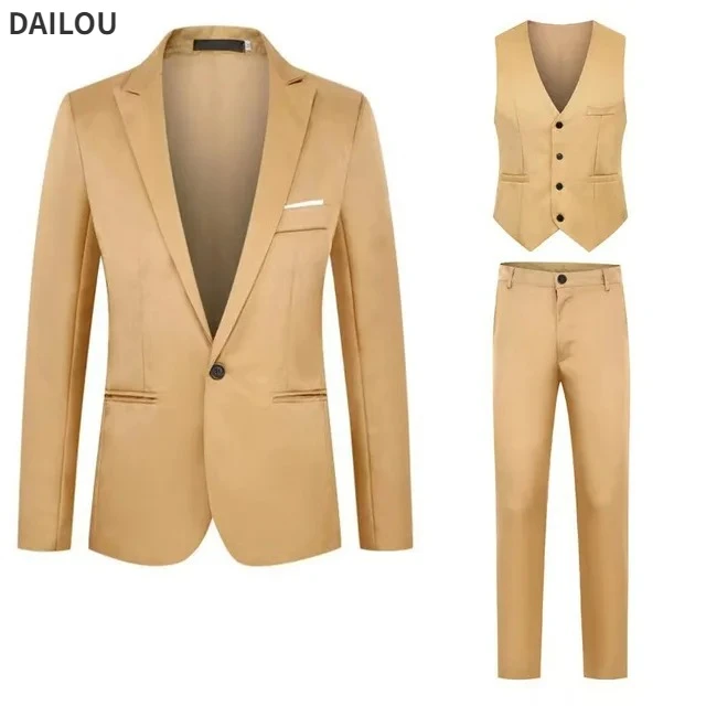 Fatos de casamento elegantes masculinos, 3 peças, 2 conjunto de roupas, Blazers, Verão, Casacos clássicos, Colete, Calças, Moda luxuosa, Roupa formal, 2024