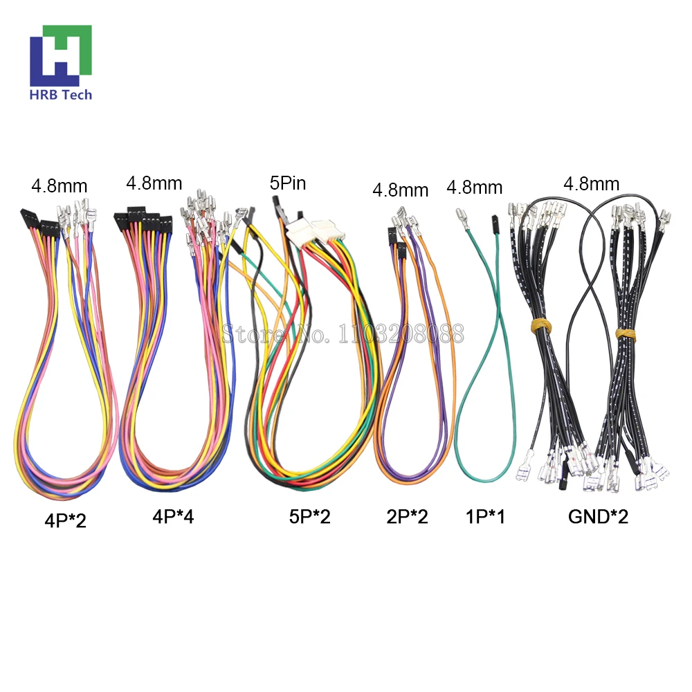 2 Players Xm10 Cable Length 60cm Joystick Pc USB Encoder Wiring 2.8mm Arcade Button Cable Sanwa Style joystick 5pin DuPont Cable