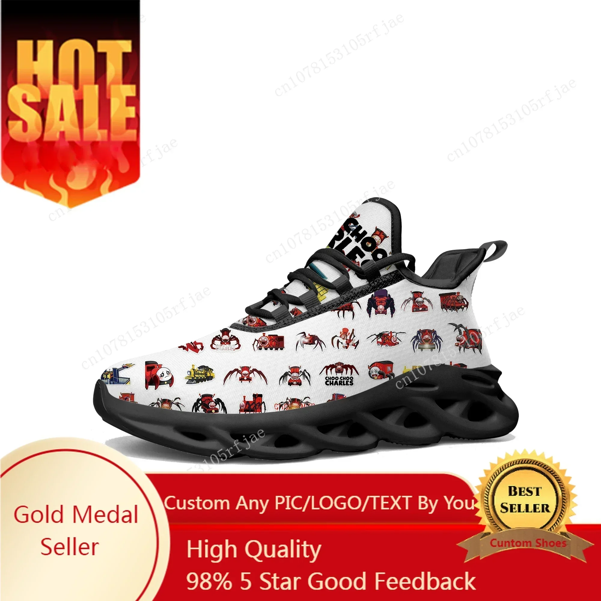 Choo Choo Charles Flats Sneakers Cartoon Game Zapatos deportivos para hombre y mujer, zapatos con cordones hechos a medida