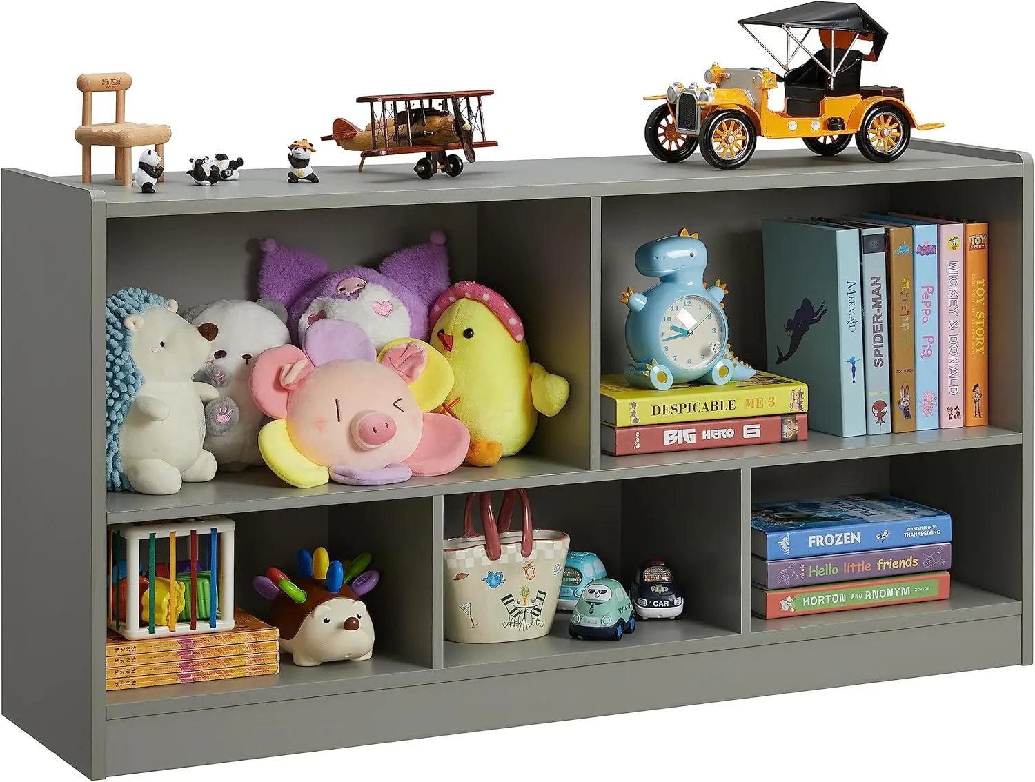 Toy Organizers and Storage, 5-Section Kids Bookshelf for Organizing Books Toys, School Classroom Wooden Storage Cabinet