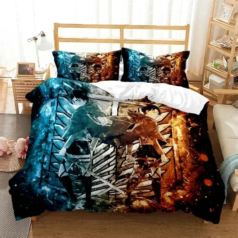 2026 3D Printed Attack On Titan AOT Bedding Set Anime Eren Yeager Duvet Cover Double Twin Full Queen King Adult Kids Bedclothes