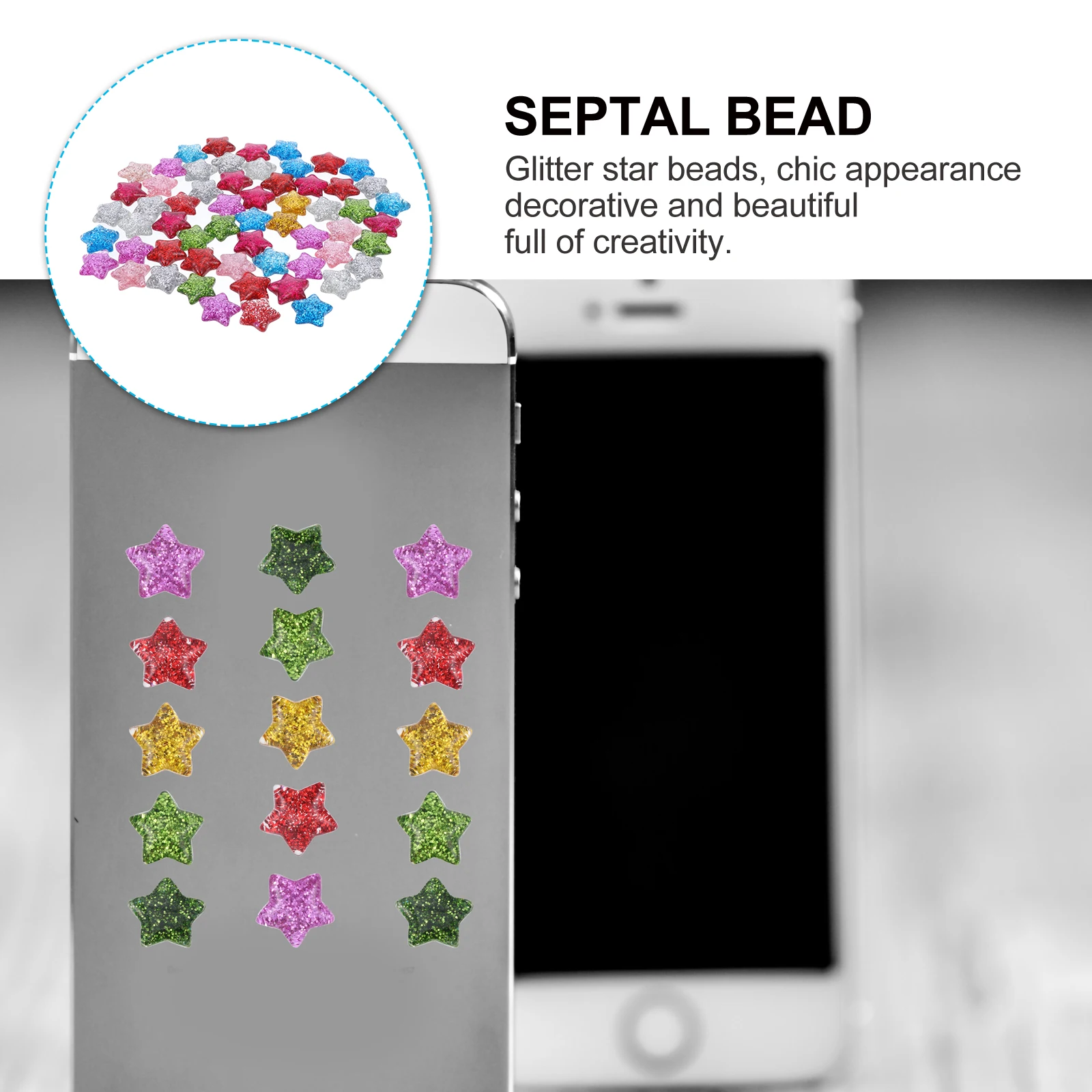 

60Pcs Resin Star Beads Glitter Handmade Five-Pointed Flat Back DIY Craft Supplies Decoration Beads Craft Bead Resin Cabochons