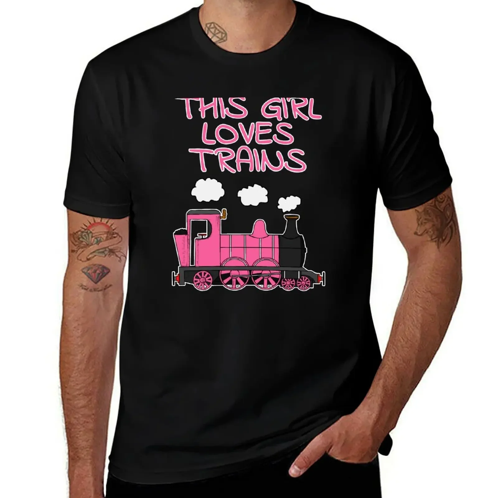 This Girl Loves Trains, Pink Steam Train T-Shirt Louboutins summer shirt blue archive clothes fitted t shirts for men
