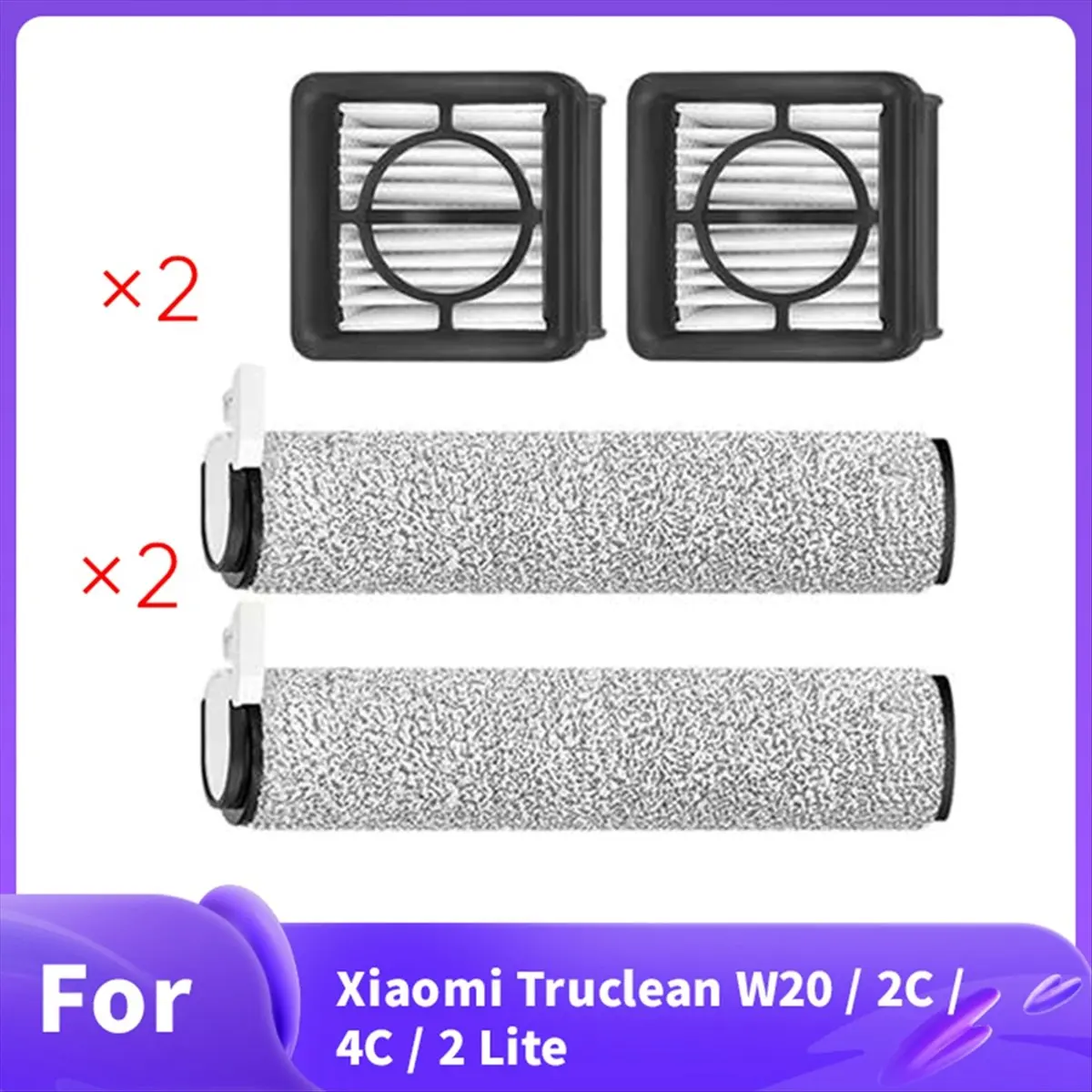 #59Y For Xiaomi Truclean W20 / 2c Roller Brush and Filter,For Xiaomi W20,(Plastic)