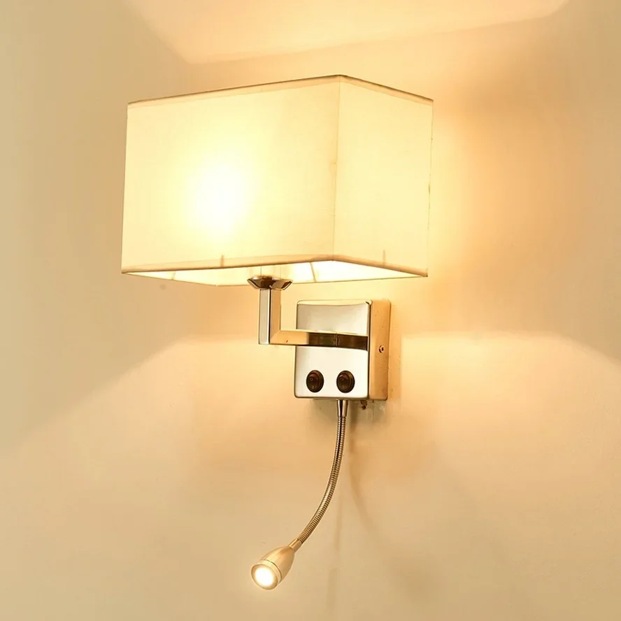 

E27 Bulb Wall Lamp with Switch Dual Light Source Comes with LED Study Reading Lamp Bedroom Bedside Hotel Indoor Lighting