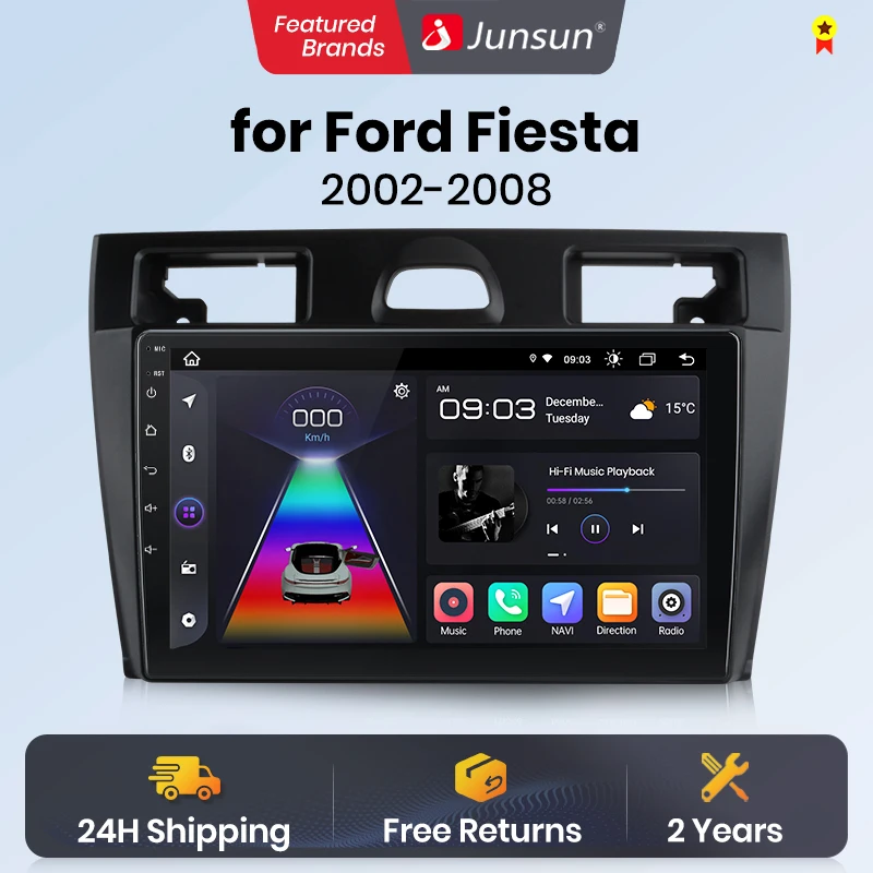 Junsun V1 Android 12 CarPlay Android Auto Radio For Ford Fiesta Mk VI 5 Mk5 2002 - 2008 4G Car Multimedia GPS 2din autoradio