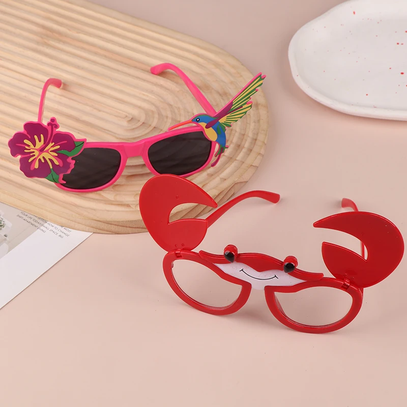 Lunettes de soleil pour fête tropicale hawaïenne, 1 pièce, Luau, piscine, plage, fournitures de décoration, dessin animé, lunettes amusantes, accessoires Photo