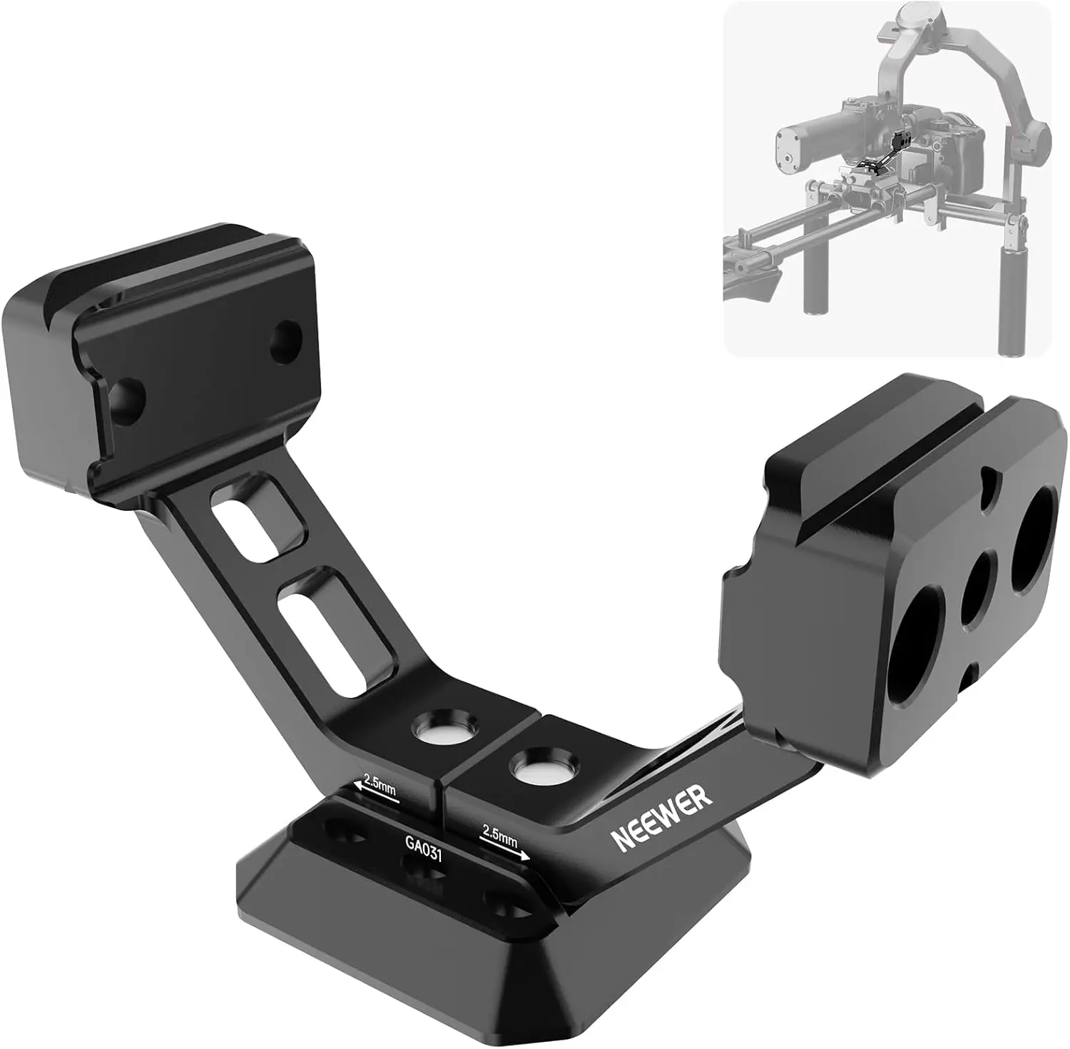 NEEWER Gimbal-Halterung für RS5/RS4/RS4 Pro/RS3/RS Pro, Arca-Typ Schnellwechsel-Schulterrig NATO-Schiene Kamerastabilisator-Adapter – Detail 1