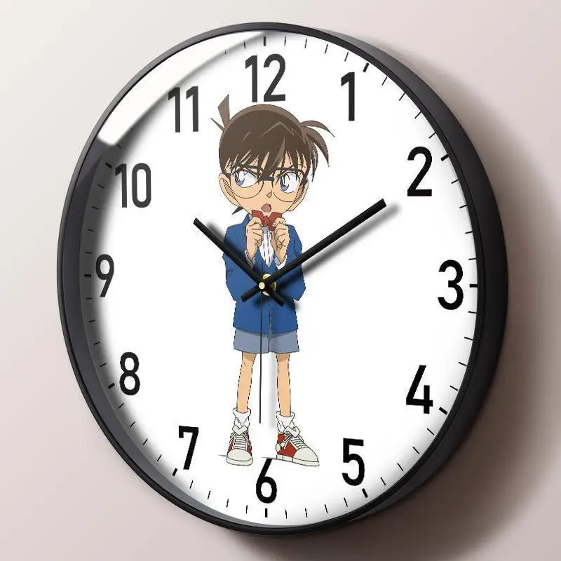 Detective Conan animation periferiche creative Kawaii Conan orologio da parete per cartoni animati per bambini carino silenzioso orologio da casa regalo all'ingrosso