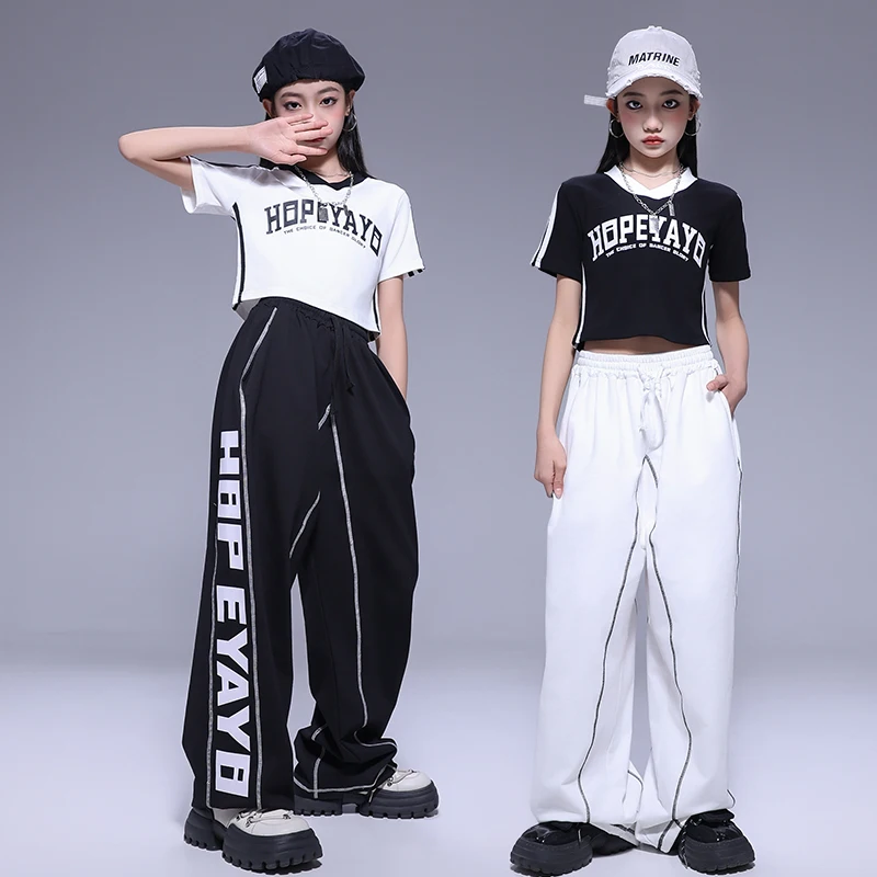 Mädchen Hip Hop Oversize T-shirt Jogger Hosen Jungen Coole Streetwear Kleidung Set Kinder Kinder Jazz Street Dance K-pop Kostüme