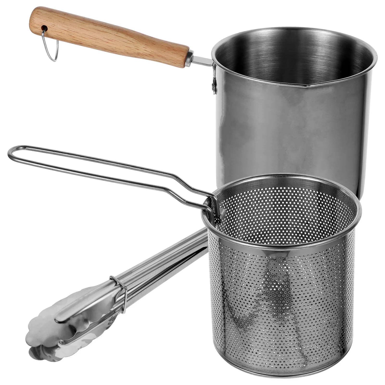 

Stainless Steel 304 Deep Fryer Pot Large Cooking Utensils Kitchen Fryer Tong Clip Set Practical Strainer Spoon