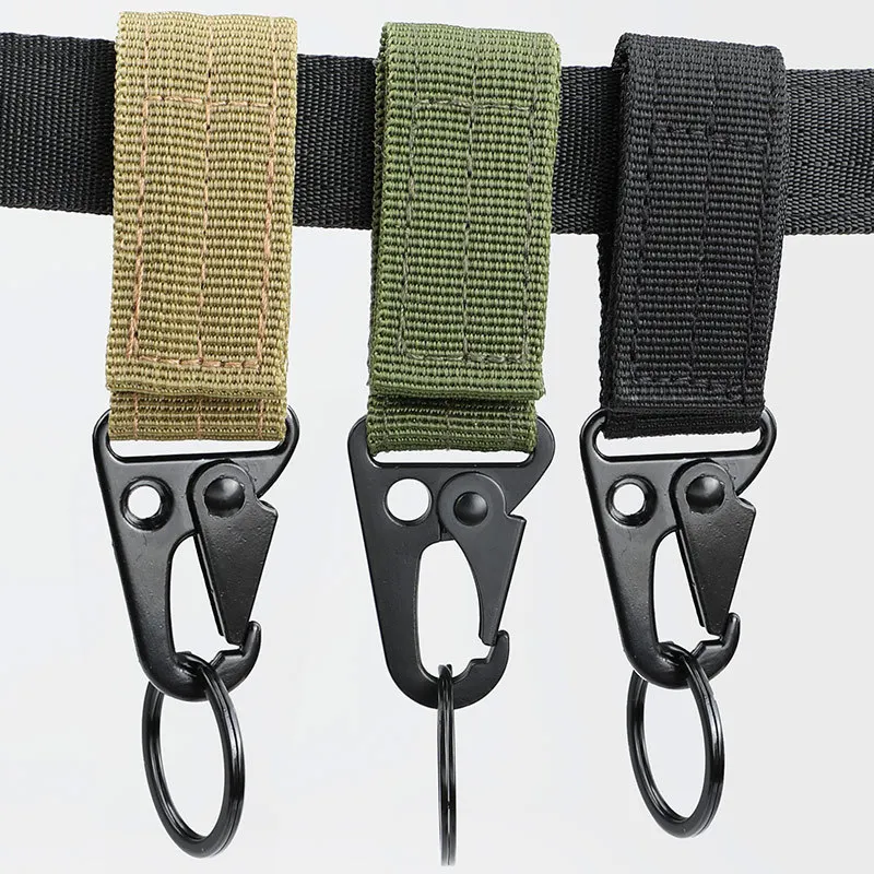 Mosquetón táctico Multicam con hebilla de pico de águila para mochila de viaje, llavero de liberación rápida, anillo para llaves, herramienta Molle
