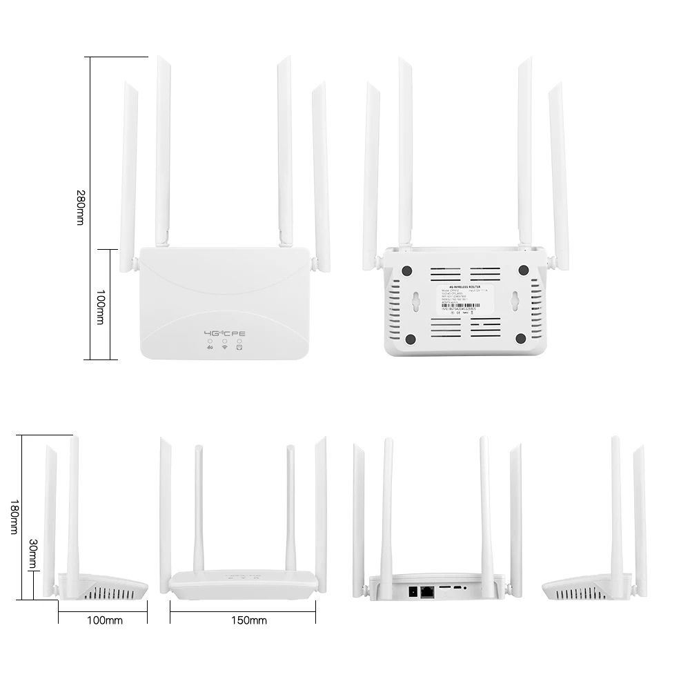 4G LTE WIFI Router 150Mbps 4 External Antennas Power Signal Booster Hotspot Smoother Wired Connection Intelligent Micro SIM Card