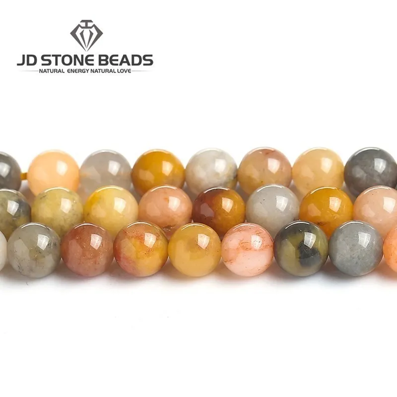 Natural Stone Lighter Imperial Jade Beads Round Loose Spacer Colorful Beads For Jewelry Making DIY Handmade Bracelets Accessory