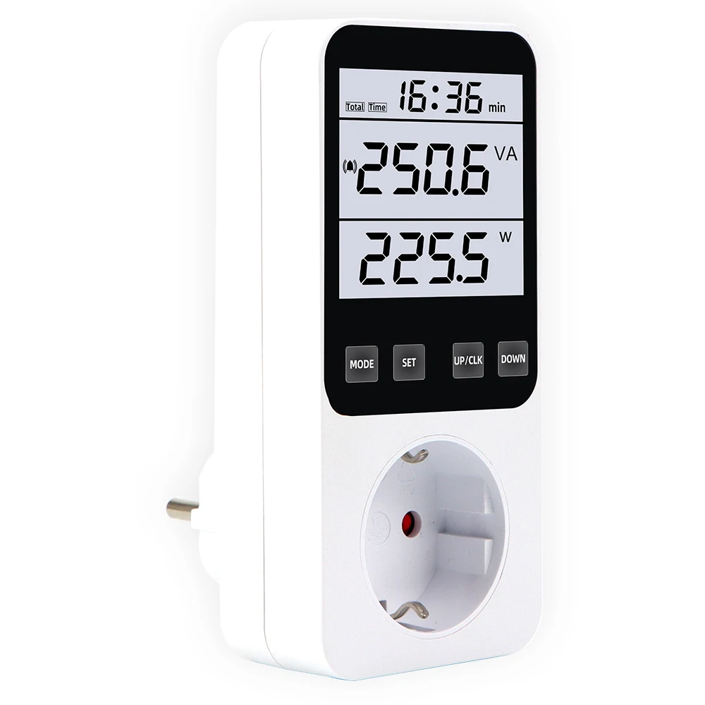 EU Plug AC Power Meter Socket 220V Digital Voltmeter Wattmeter Consumption Watt Energy Meter Electricity Cost Analyzer Monitor