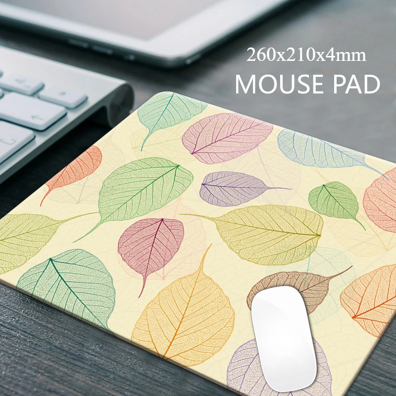 

Green Leaves Mouse Pad Lattice Graphics Nature Rubber Desk Mats Accessories Art Design Non-slip Office Gaming Small Mats 26x21cm