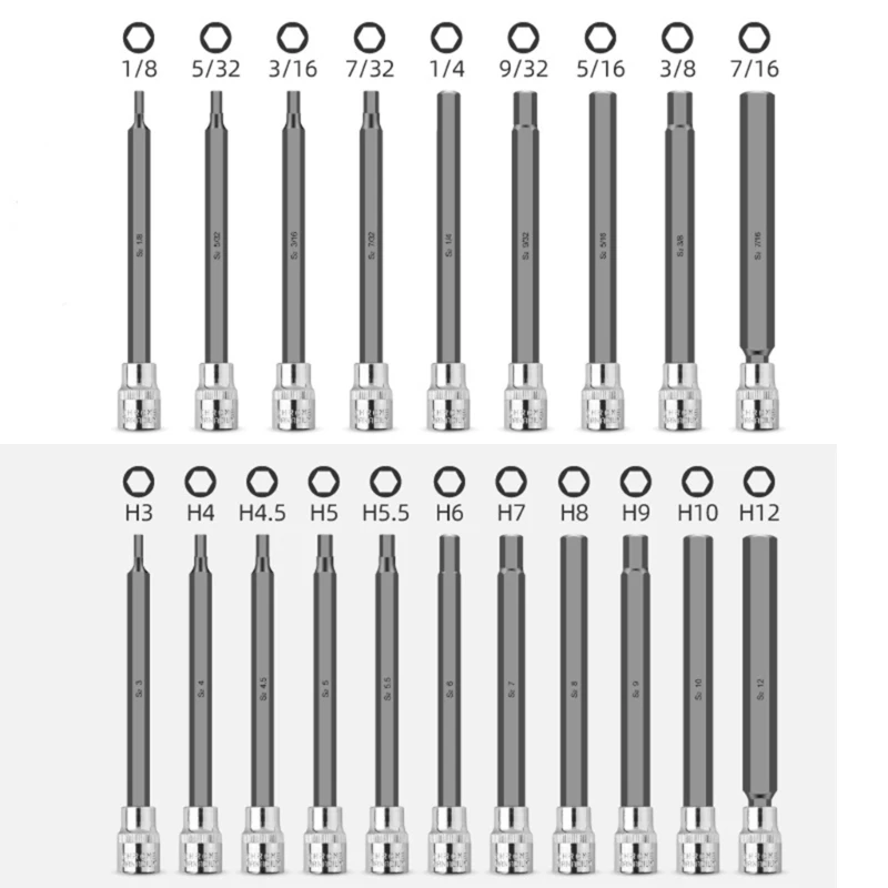 Chave allen cabeça sextavada 3/8 polegadas, broca aço 110mm, alça longa, chave sextavada