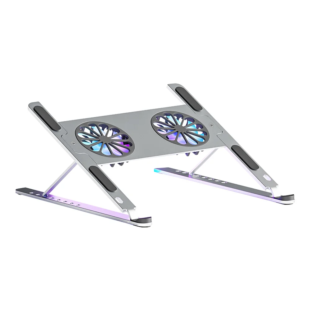 وسادة تبريد للكمبيوتر المحمول، حامل كمبيوتر محمول قابل للتعديل، مبرد ألعاب مع مروحة USB مزدوجة تبديد للاستخدام الطويل #5