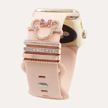 5個卡通老鼠水鑽錶帶環,可愛金屬錶帶掛飾,相容於iWatch系列 8 最佳銷售 蘋果手錶迪士尼 - №6