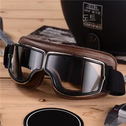 Motorcycle Glasses Windproof Motorcycle Helmet Glasses Sunglasses Retro Universal Folding Leather Retro Motorcycle Accessories