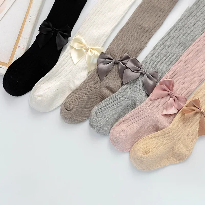 Spring Autumn Baby Girls Tights Cotton Knitting Tights for Girls Fashion Bowknot Children Girls Pantyhose Soft Leggings image 3