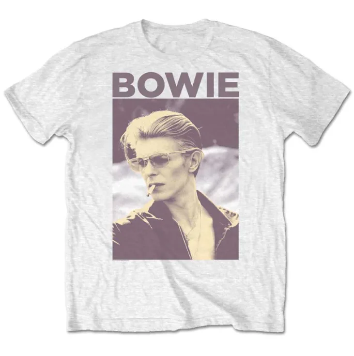 Bowie Smoking on White Retro Music T Shirt For Fans All Size S 3XL long or short sleeves