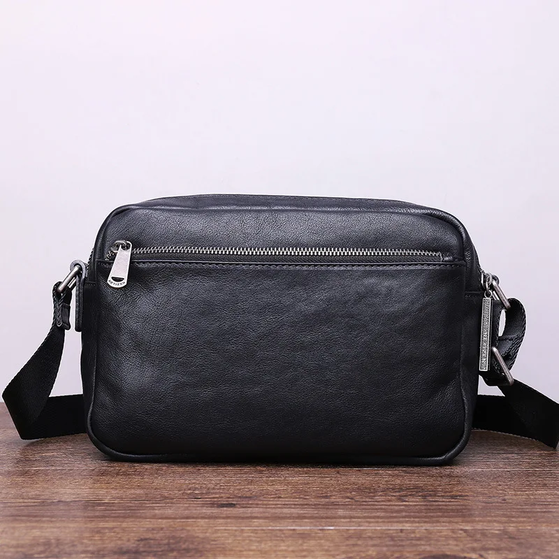 Bolso de hombro de cuero hecho a mano para hombres, bolsos de mensajero de cuero de grano completo, moda coreana y deportes, nuevo