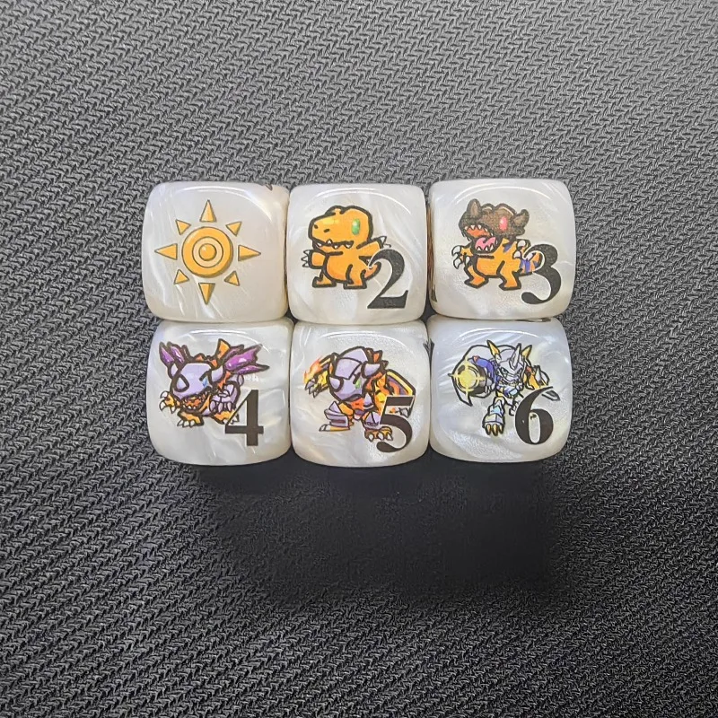 2pcs/set Digimon DTCG Omnimon Agumon Token Token Multi-sided Dice Card Game Counter Resin 20mm Board Game Special Dice Toy Gift