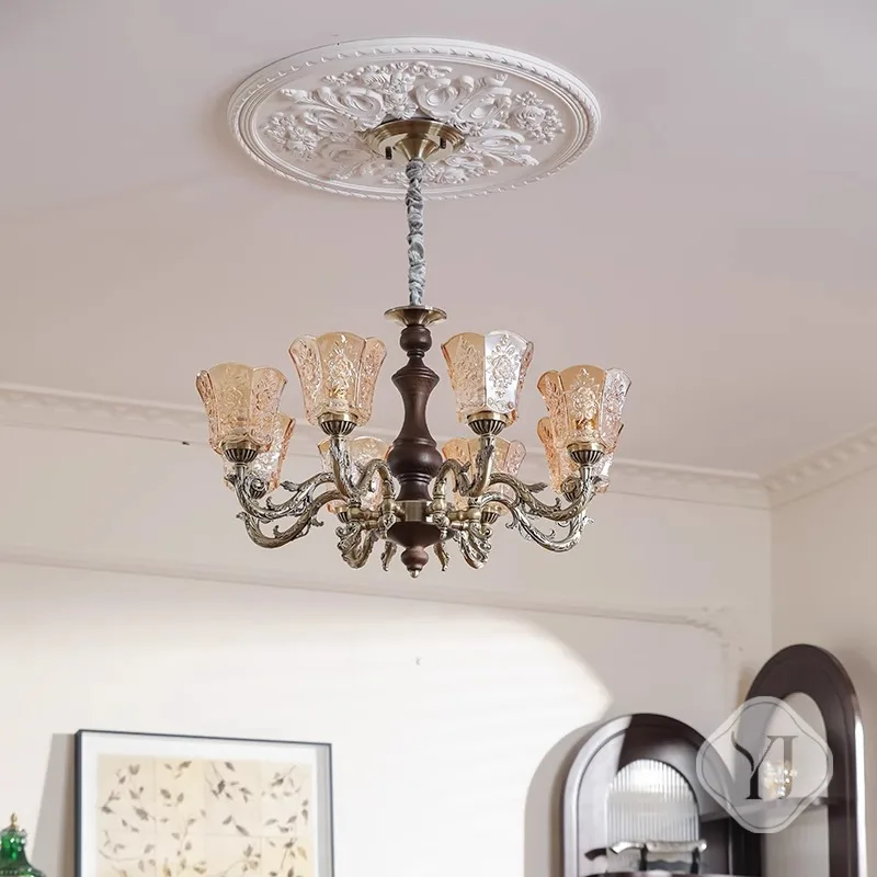 French medieval living room chandelier 2025 new designer warm bedroom dining room American retro