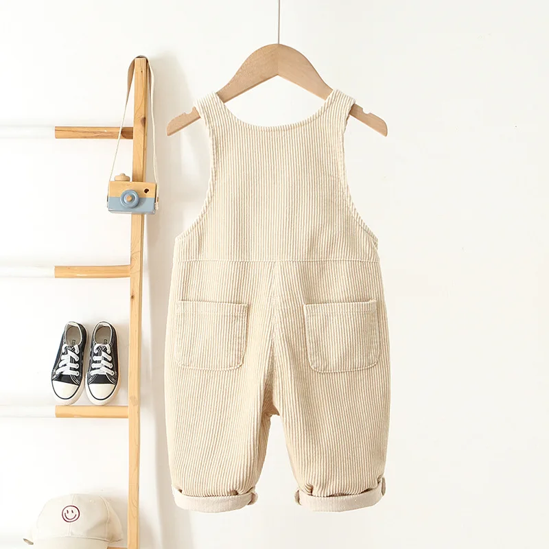 1-4Y Frühling Kinder Baby Kleidung Herz Stickerei Baby Jungen Mädchen Trägerhose Solide Overalls Cord Casual Hosenträger Outwear – Detail 9