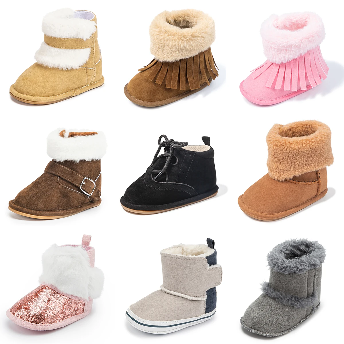 KIDSUN Newborn Baby Boots Winter Warm Girls Boys Baby Toddler Shoes First Walkers Infant Soft Sole Fur Snow Booties for 0-18M