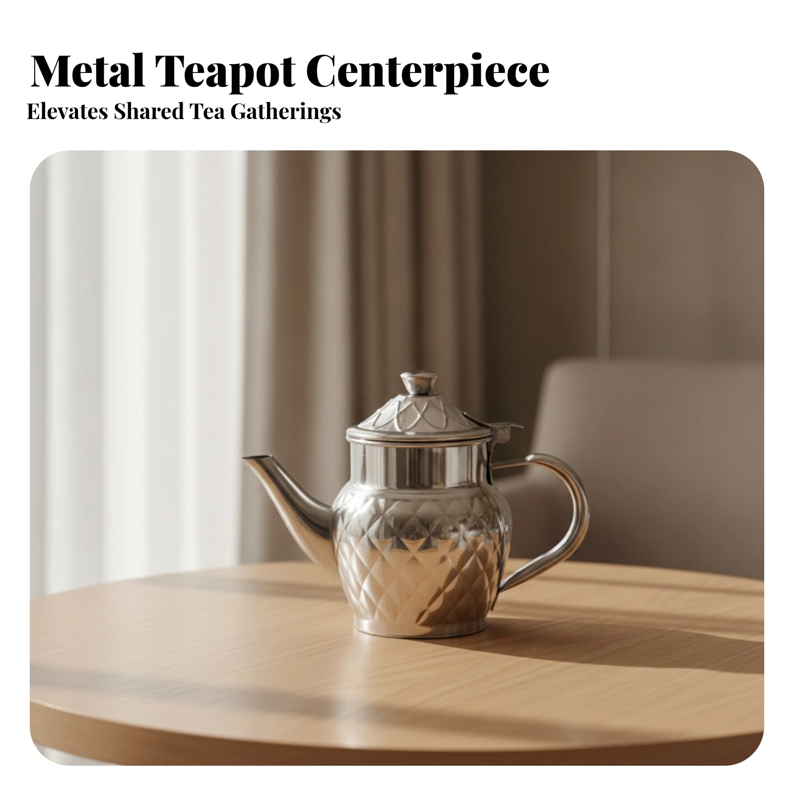 Stainless Steel Teapot Polished Teapot with Hinged Lid Textured Tea Server Retro Pot Easy to Clean for Hosts, Home Kitchen