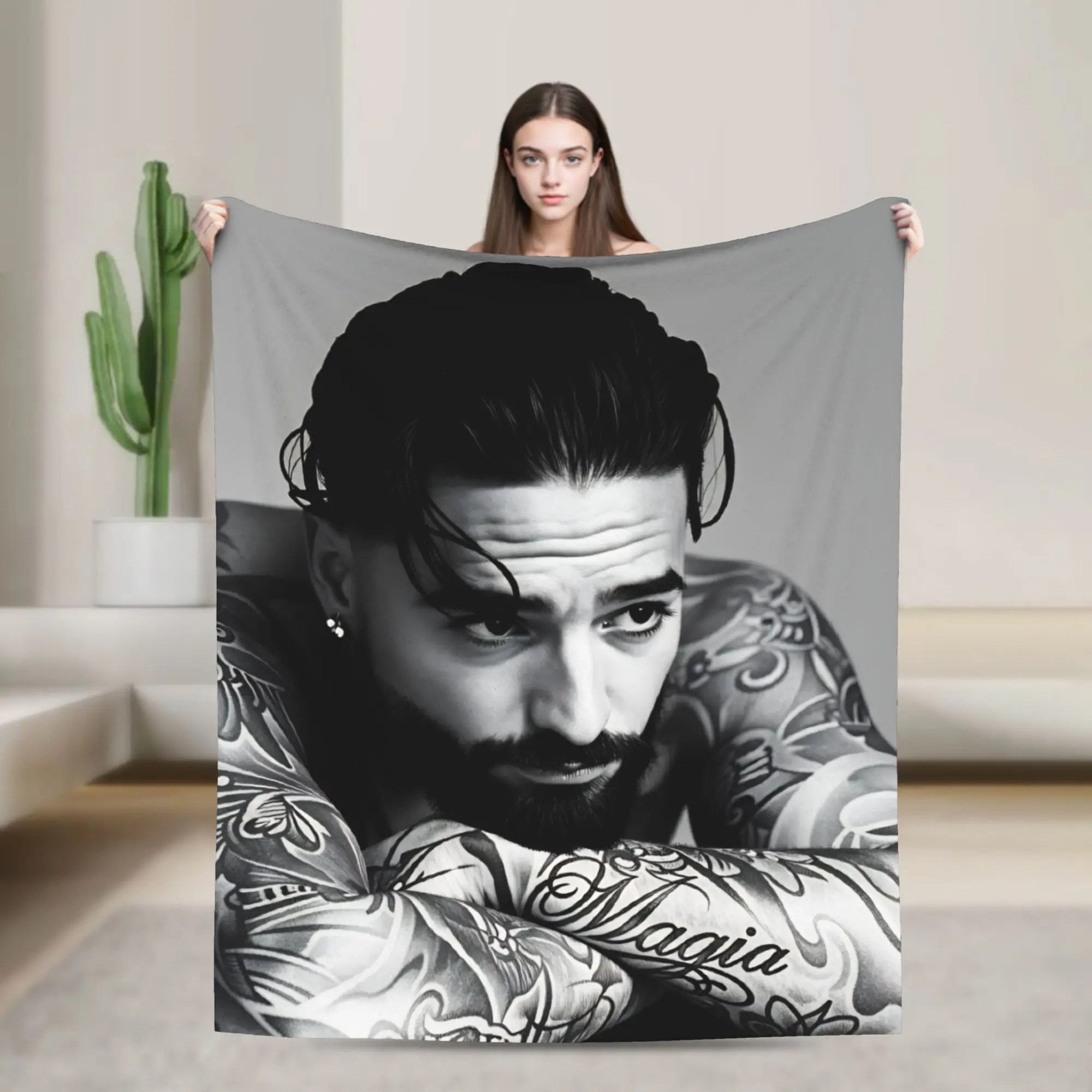 Soft BlanketStudents Airplane Travel Funny Maluma Pretty Dirty rapper Throw Blanket Colombian Singer Couch Chair Sofa Bed Cover