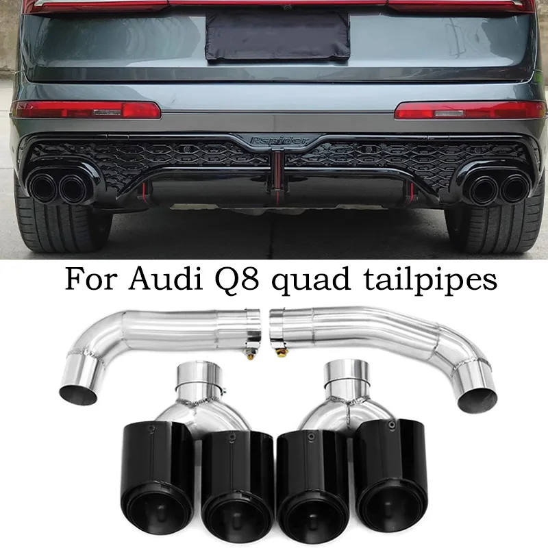 Für Audi Q8 2019 2023, Abgasanlage, verbessertes SQ8 Quad-Schalldämpfer, Endrohrdüse, Abgasanlage