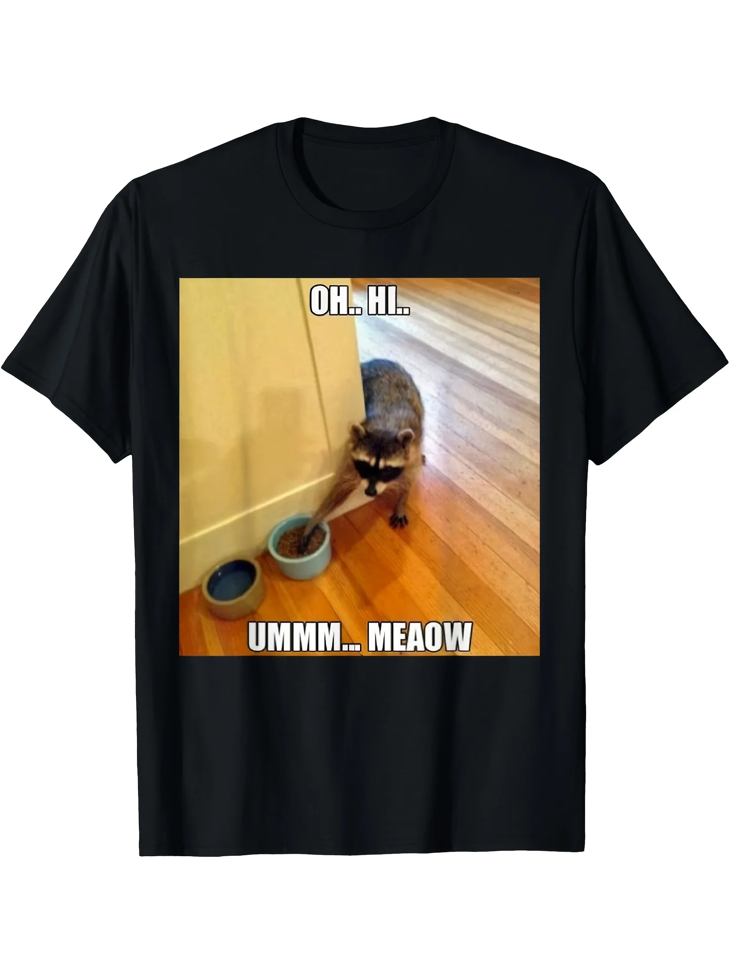 Funny Raccoon Fake Cat Meow Cute Racoon Humor Raccoons Lover T-Shirt