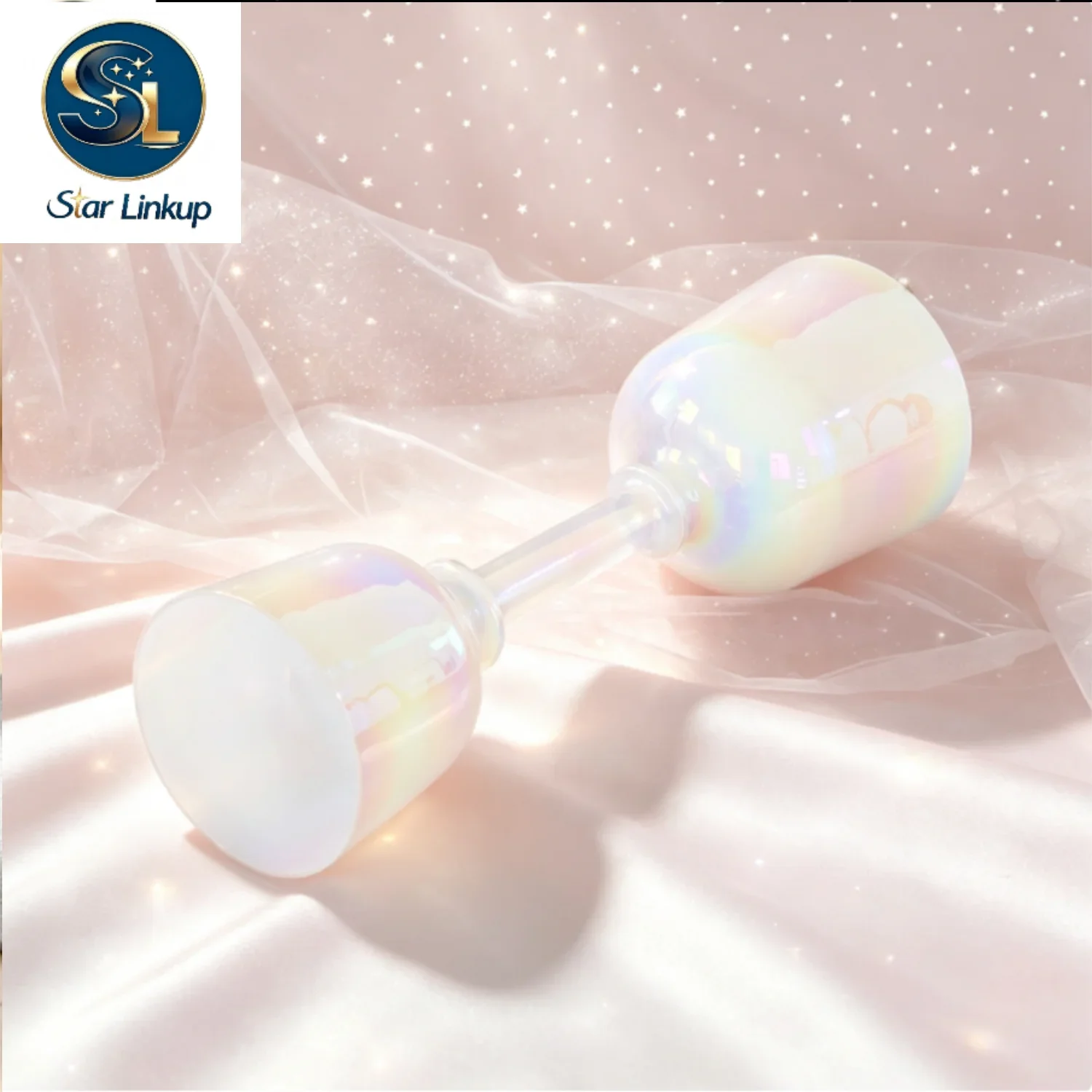 STAR LINKUP 7-8inch Colorful Clear Cosmic Light Double Headed Crystal Singing Bowl Sound Bath Yoga Meditation With Mallet