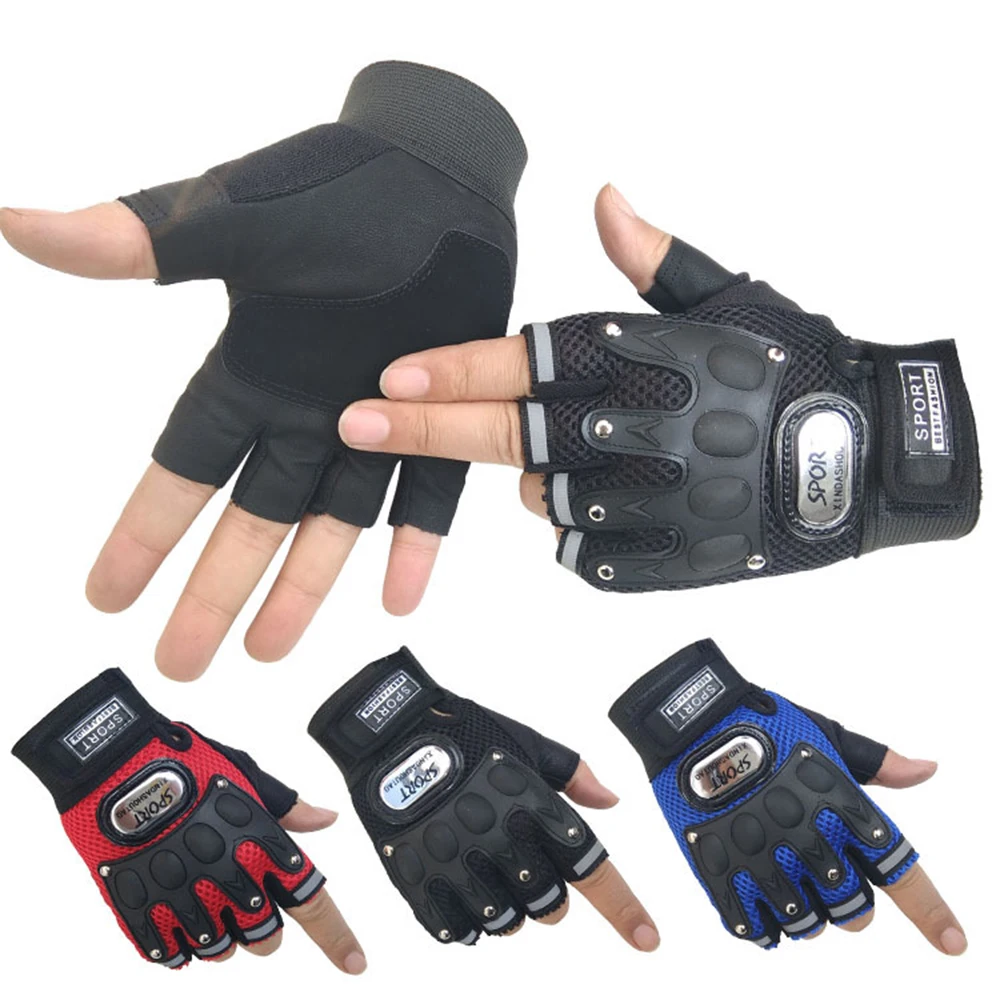 Half-Finger Tactical Gloves for Men Breathable Fingerless Leather Cycling Fitness Biker Motorcycle Gym Gloves Men