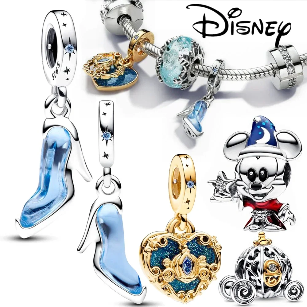 MINISO-abalorios de plata 925 de Disney, accesorio de Cenicienta, Mickey Mouse, compatible con pulsera Pandora, cuentas de plata 925 originales para regalo y fabricación de joyas