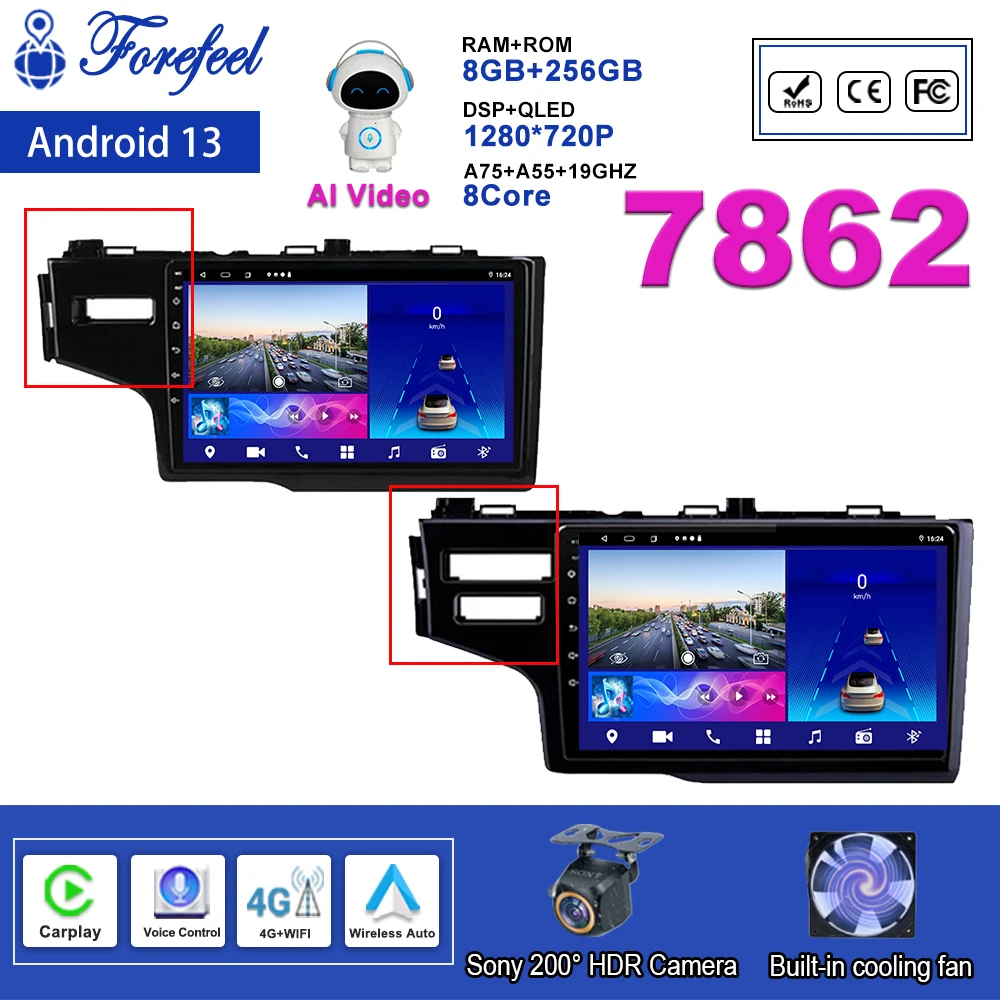 

Car Radio Android 13 For Honda Jazz 3 2015 - 2020 Fit 3 GP GK 2013 - 2020 LHD/RHD Multimedia GPS Navigation Video Player Screen
