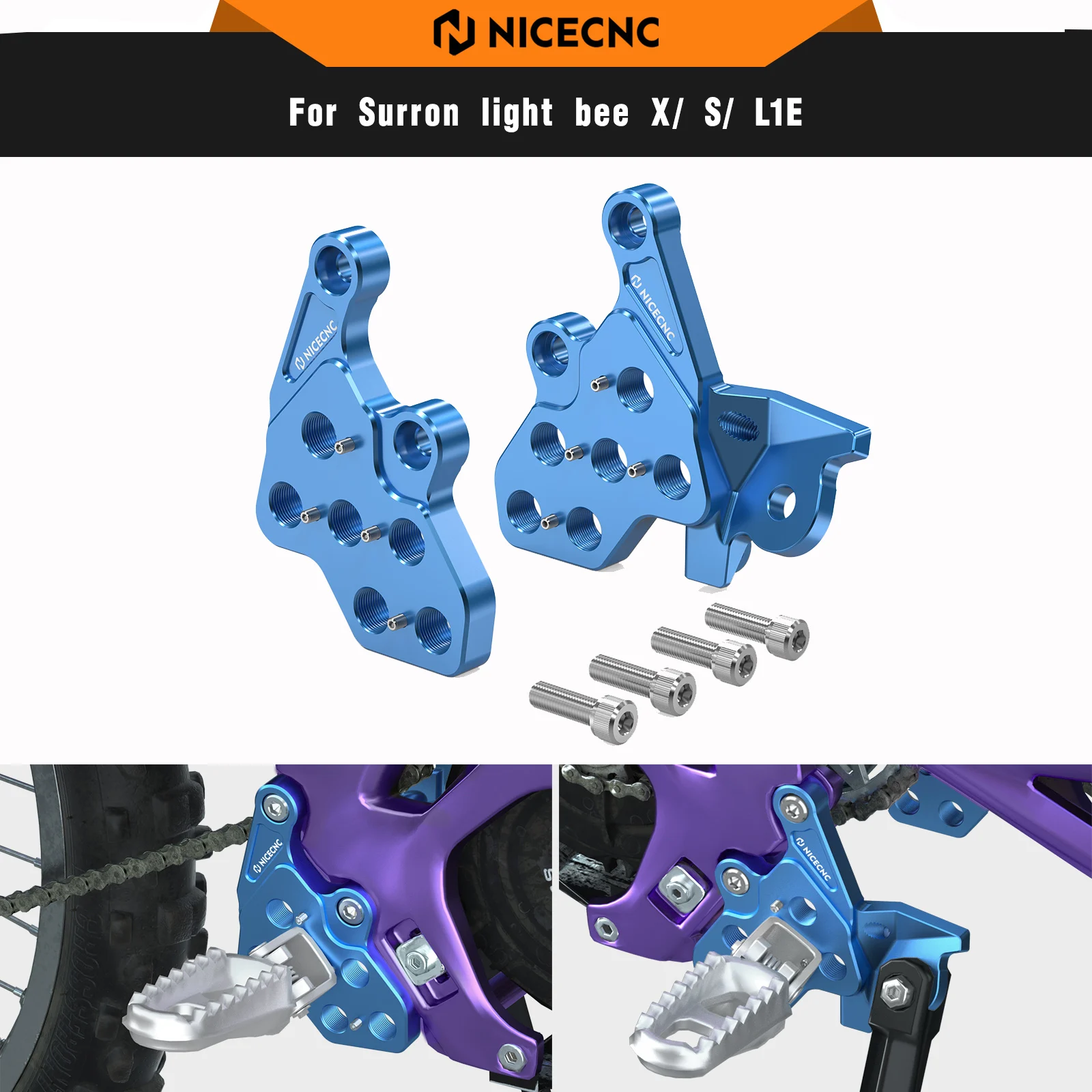 

NICECNC Foot Pegs Bracket Package For Surron light bee X light bee S light bee L1E Segway X160 Segway X260 Sur-ron Bike Parts