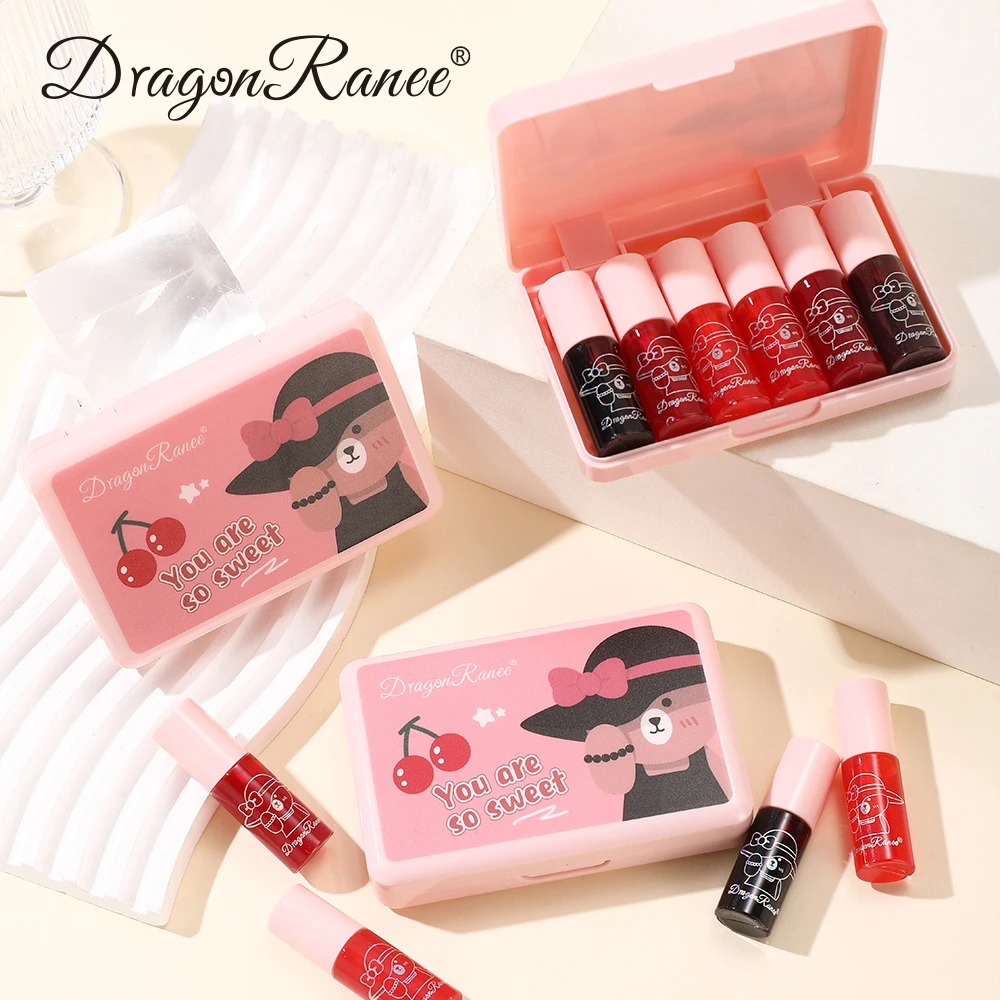 Zestaw 6 sztuk błyszczyków do ust i szminek, łatwy w aplikacji, nieklejący się, w kolorach jagodowych, błyszczący błyszczyk do ust, błyszczyk wodny, idealny na prezent świąteczny.