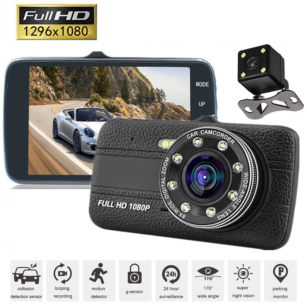 Car DVR Full HD 1080P Dash Cam Rear View Vehicle Camera Drive Video Recorder Night Vision Black Box Auto Dashcam Car Accessories